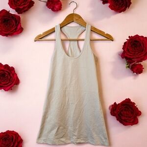 Lululemon Baby Gingham Striped Cool Racerback Women's Cream Tank Top Size S